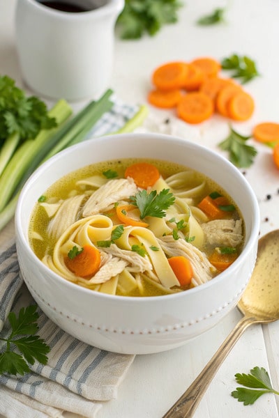 1. Crockpot Chicken Noodle Soup