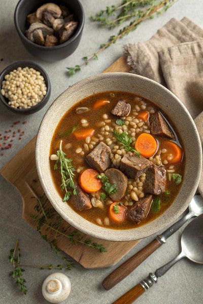 4. Crockpot Beef and Barley Soup