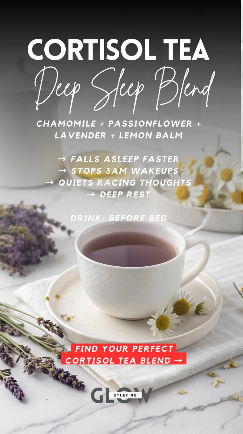 A cup of purple hued herbal tea surrounded by fresh lavender sprigs and chamomile flowers on a white tray.