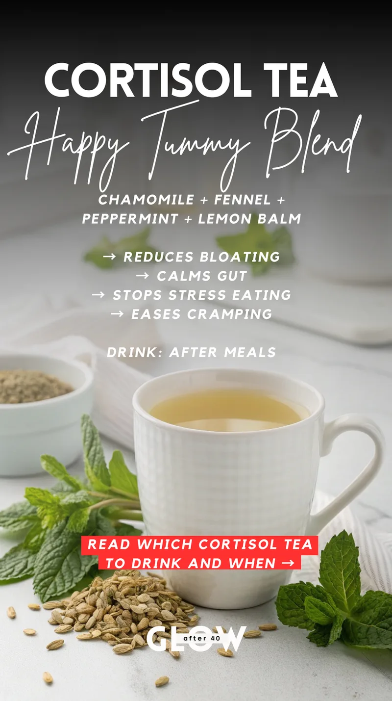 A white textured mug of pale yellow tea next to a pile of fennel seeds and fresh mint leaves.
